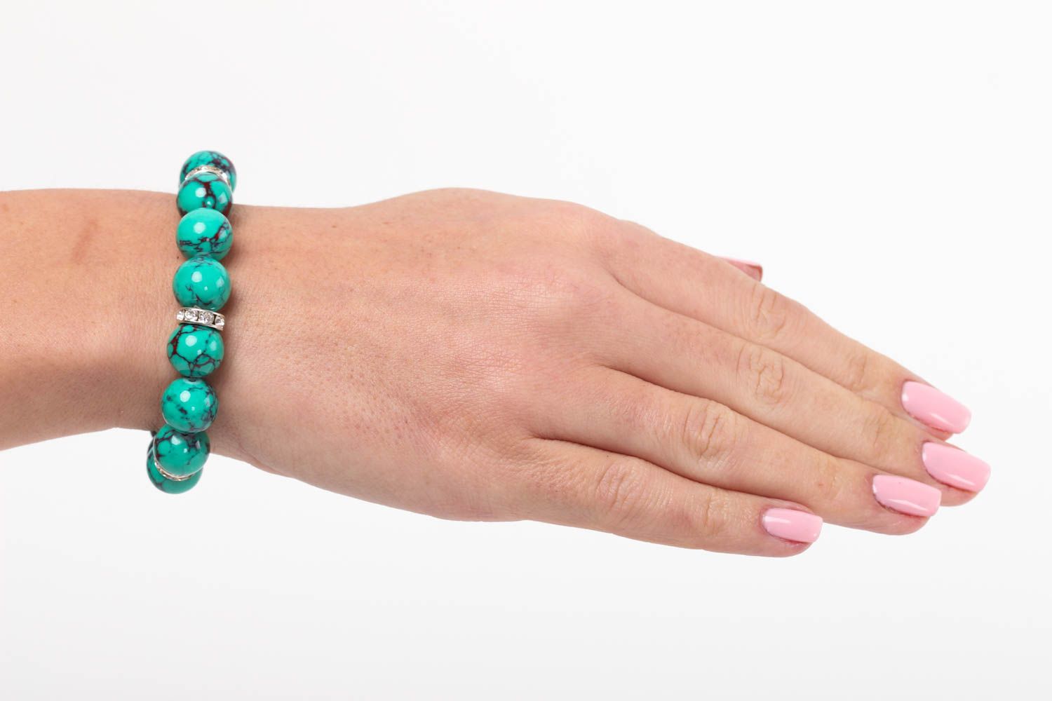 Bracelet en pierres naturelles fait main turquoise Accessoire femme tendance photo 5