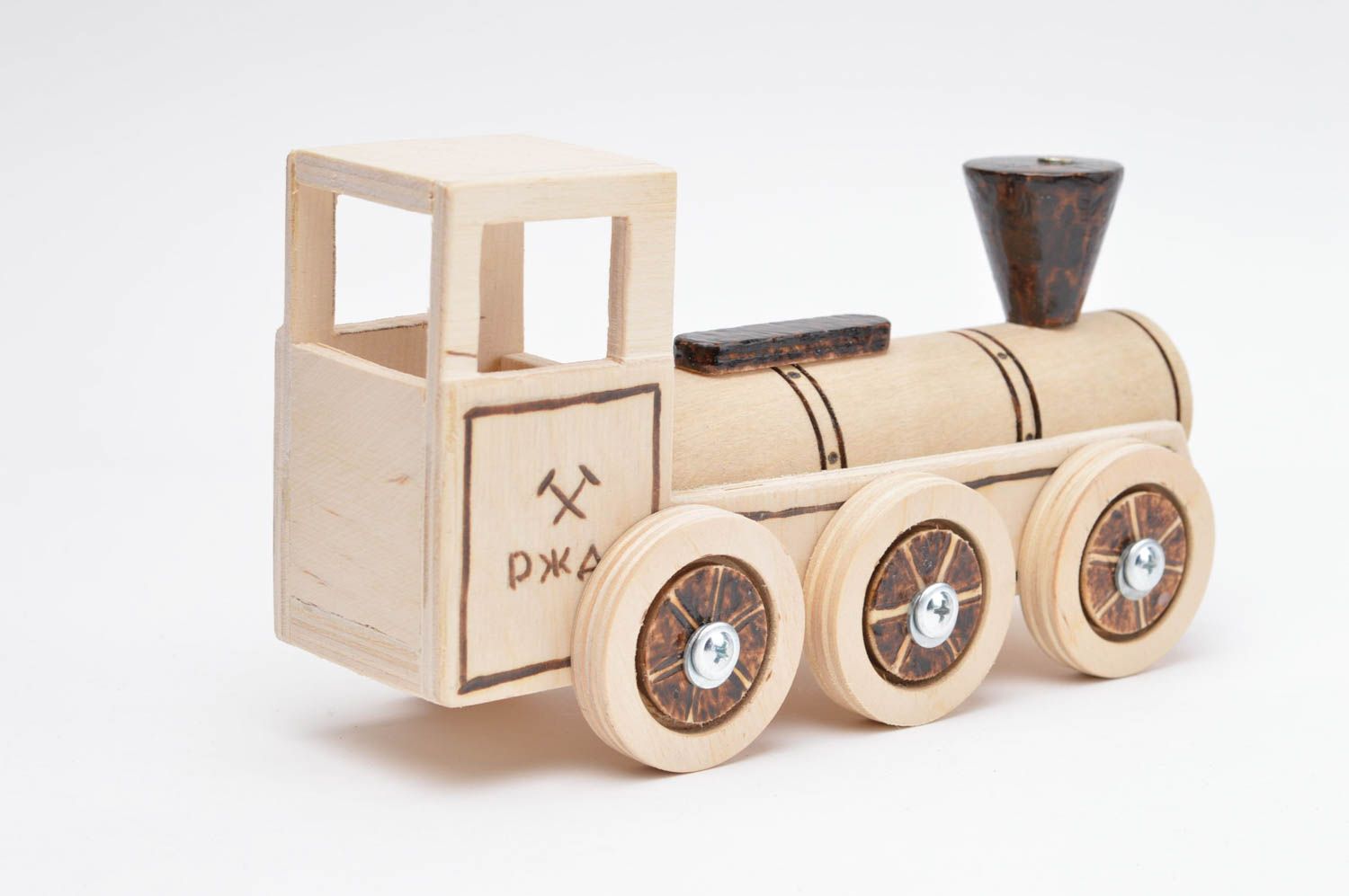 Handmade Dampflokomotive Spielzeug Fahrzeuge aus Holz Holzspielzeug für Kinder foto 3