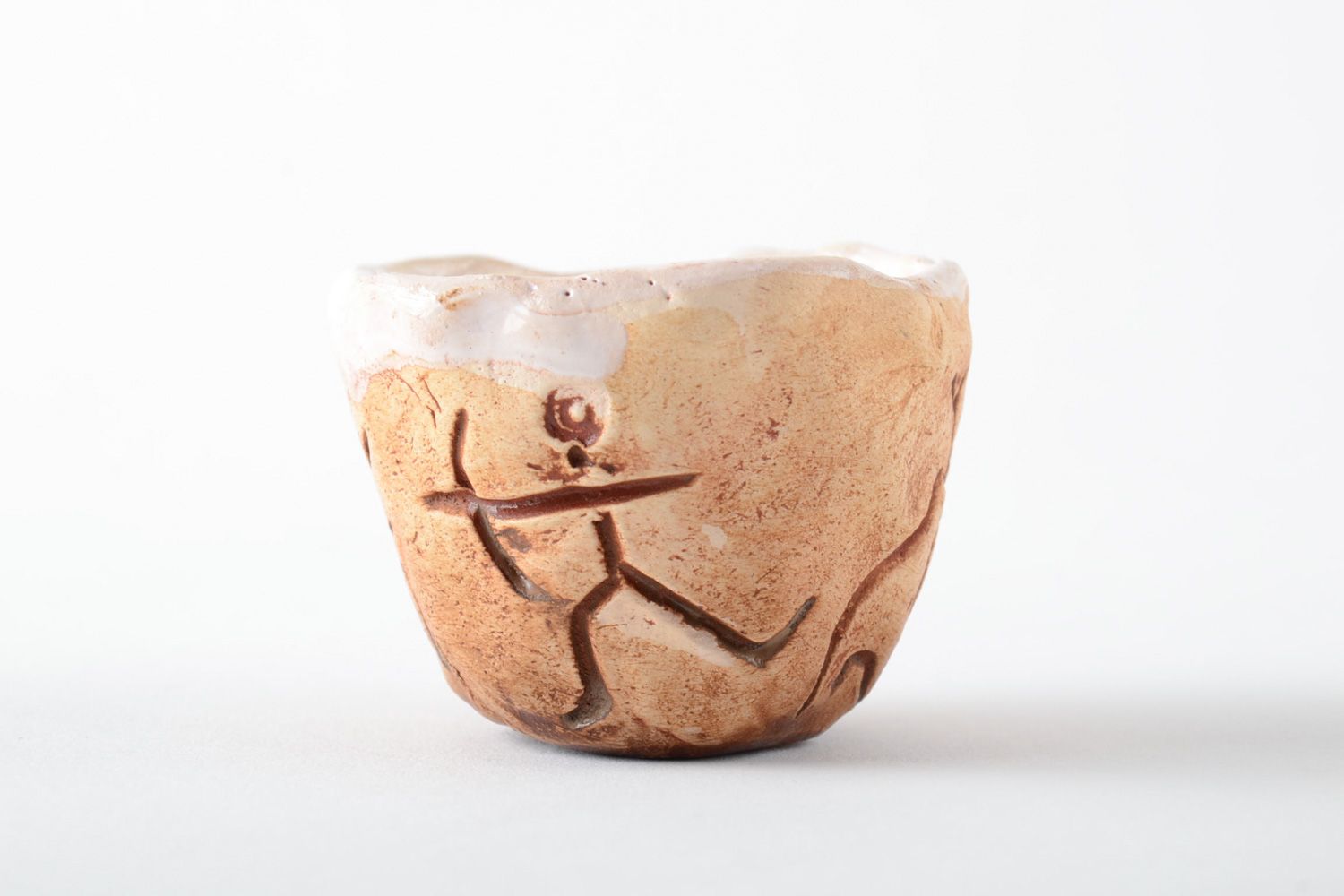 Petit verre en argile de poterie fait main couvert de glaçure alimentaire photo 2