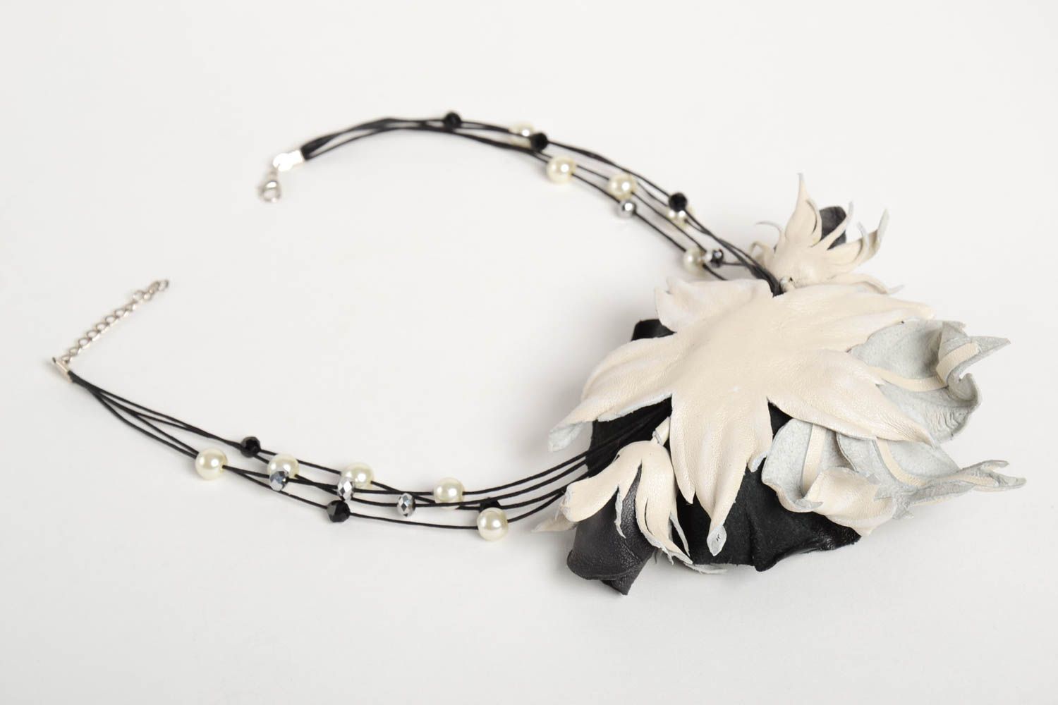 Handmade Leder Collier mit Blume Modeschmuck Halskette Accessoire für Frauen foto 4