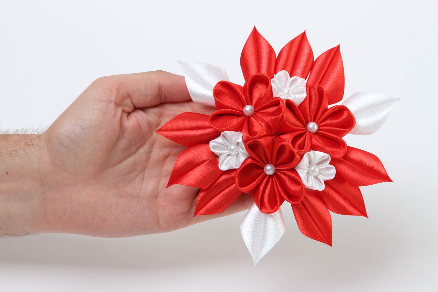 Rote Blume Haarspange handgemachter Schmuck Accessoire für Frauen künstlerisch foto 5