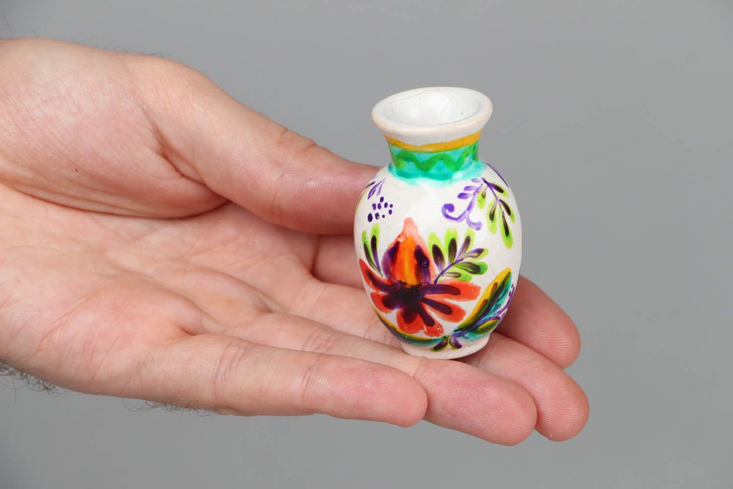 2 inches little ceramic colorful vase for shelf décor 0,09 lb photo 4