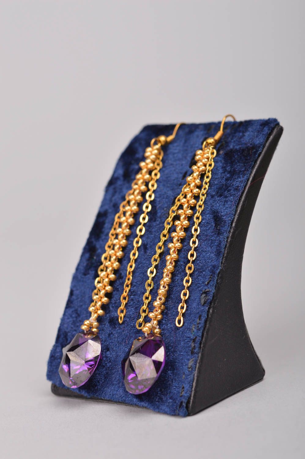 Stylish handmade beaded earrings gemstone earrings with beads jewelry designer photo 2