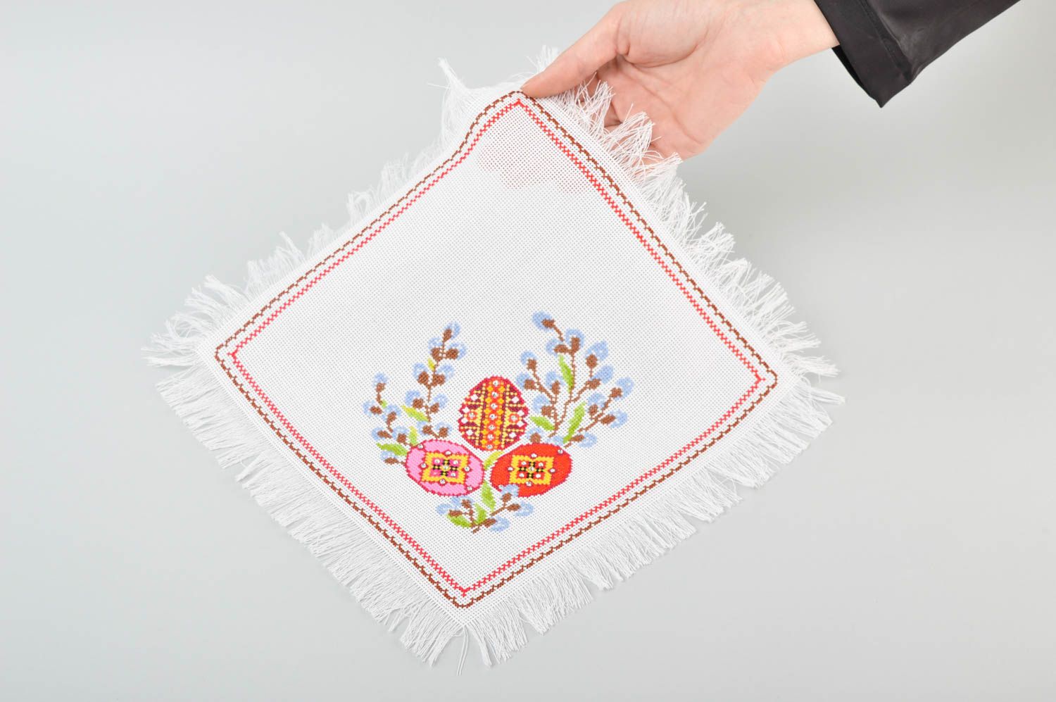 Сервировочная салфетка ручной работы текстиль для дома декор для дома с вышивкой фото 2