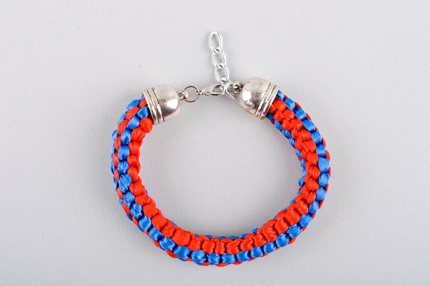 Модный браслет ручной работы плетеный браслет красный с синим женский браслет фото 2