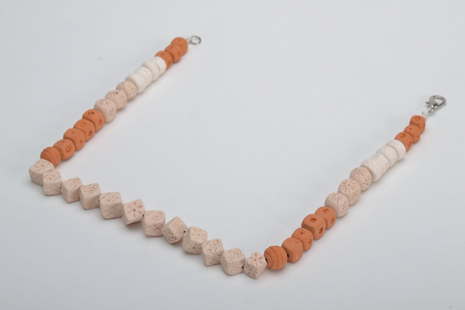 Clay necklace with square beads photo 4