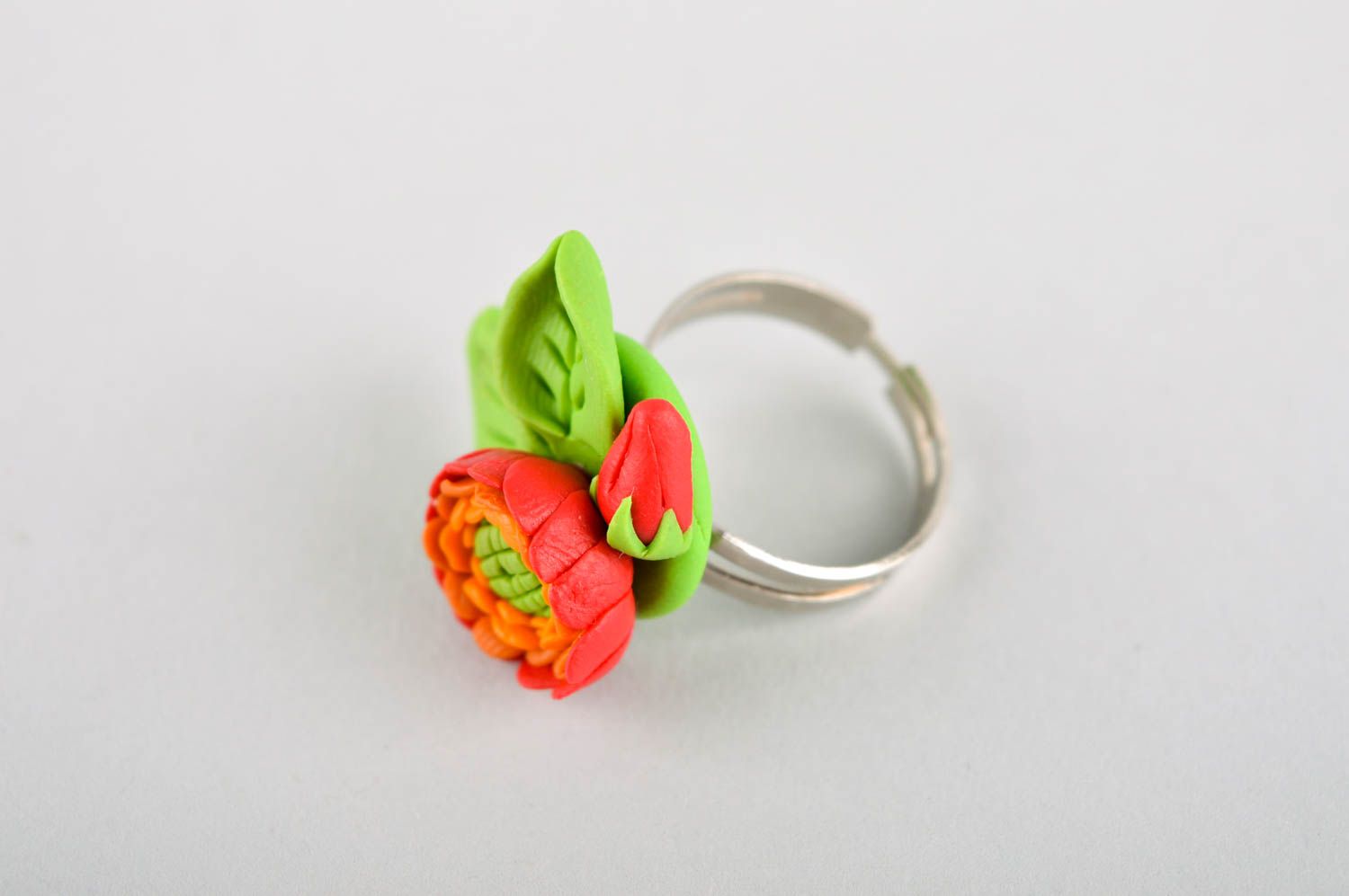 Handmade cute flower ring designer polymer clay ring stylish beautiful ring photo 2