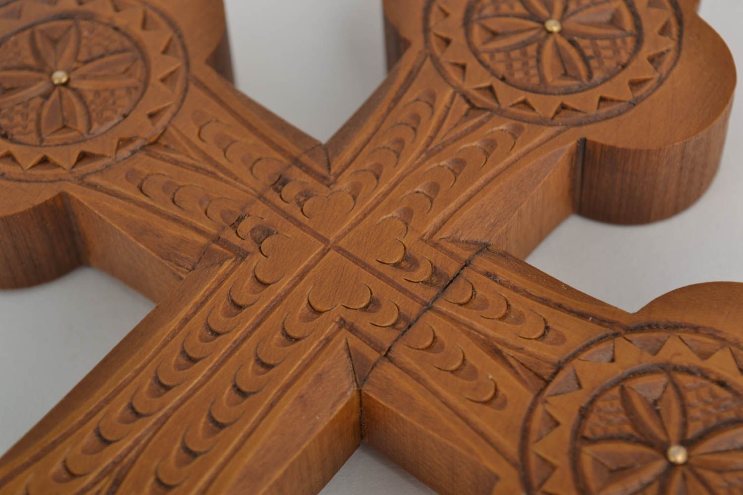 Croix en bois fait main Objet religieux brun design Déco maison original photo 2