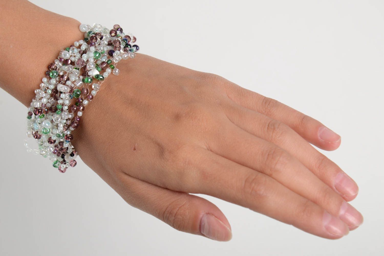 Handgefertigt Glasperlen Armband ausgefallener Schmuck Frauen Accessoire bunt foto 2