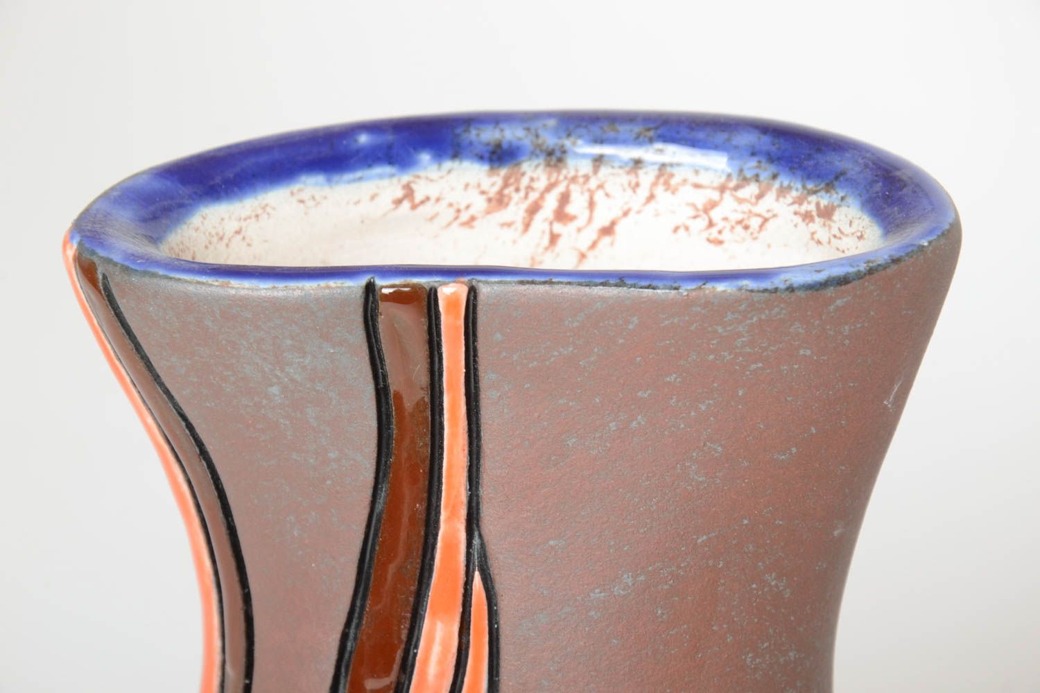 Handmade Keramik Vase Haus Deko schöne ausgefallene Vase bemalt 1200 ml foto 3