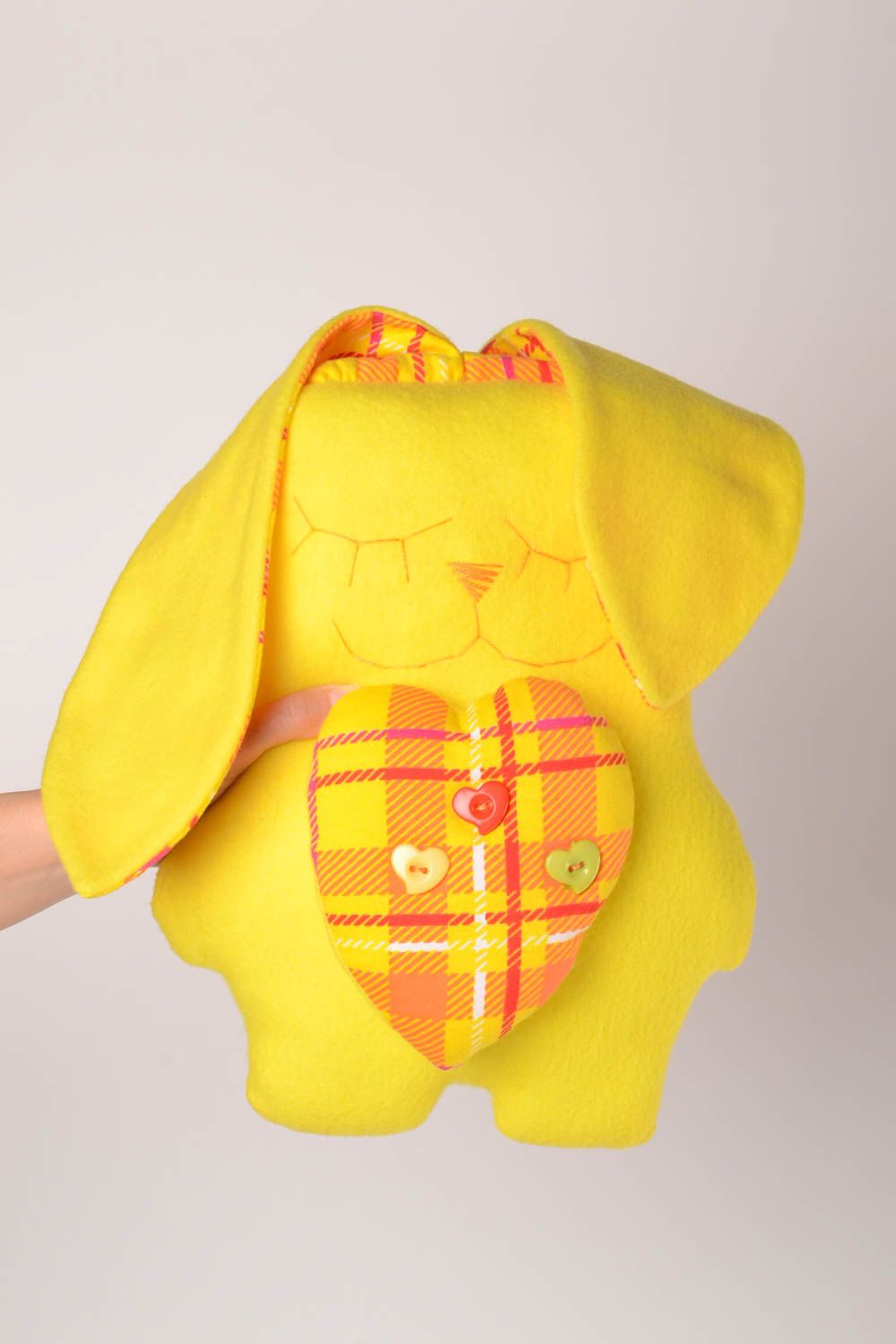 Giocattolo morbido fatto a mano pupazzo da bambini a forma di lepre gialla foto 1