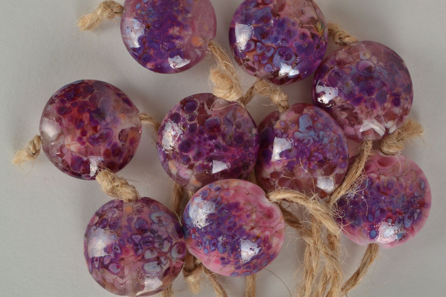 Violet glass beads photo 3