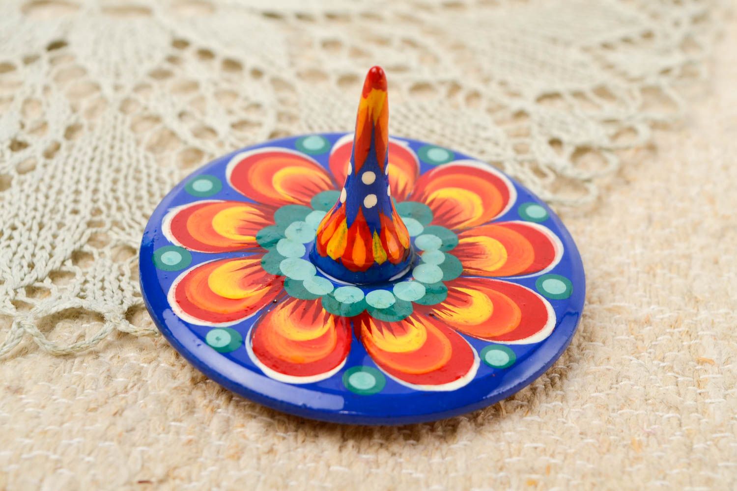 Beautiful handmade wooden spinning top spin top wooden tops wooden toys for kids photo 1
