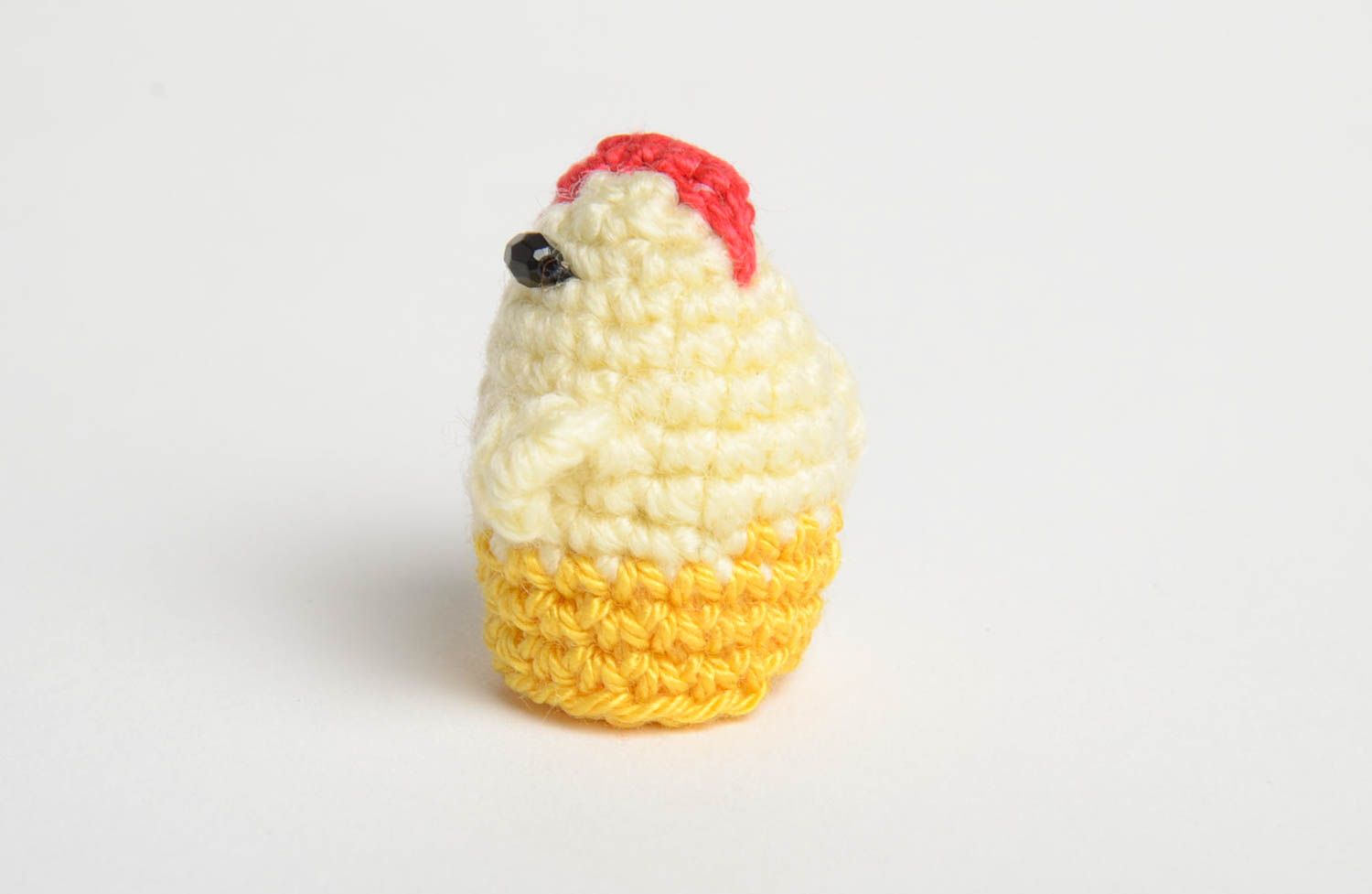 Crocheted charming soft toy unusual handmade textile toy cute chicken toy photo 3