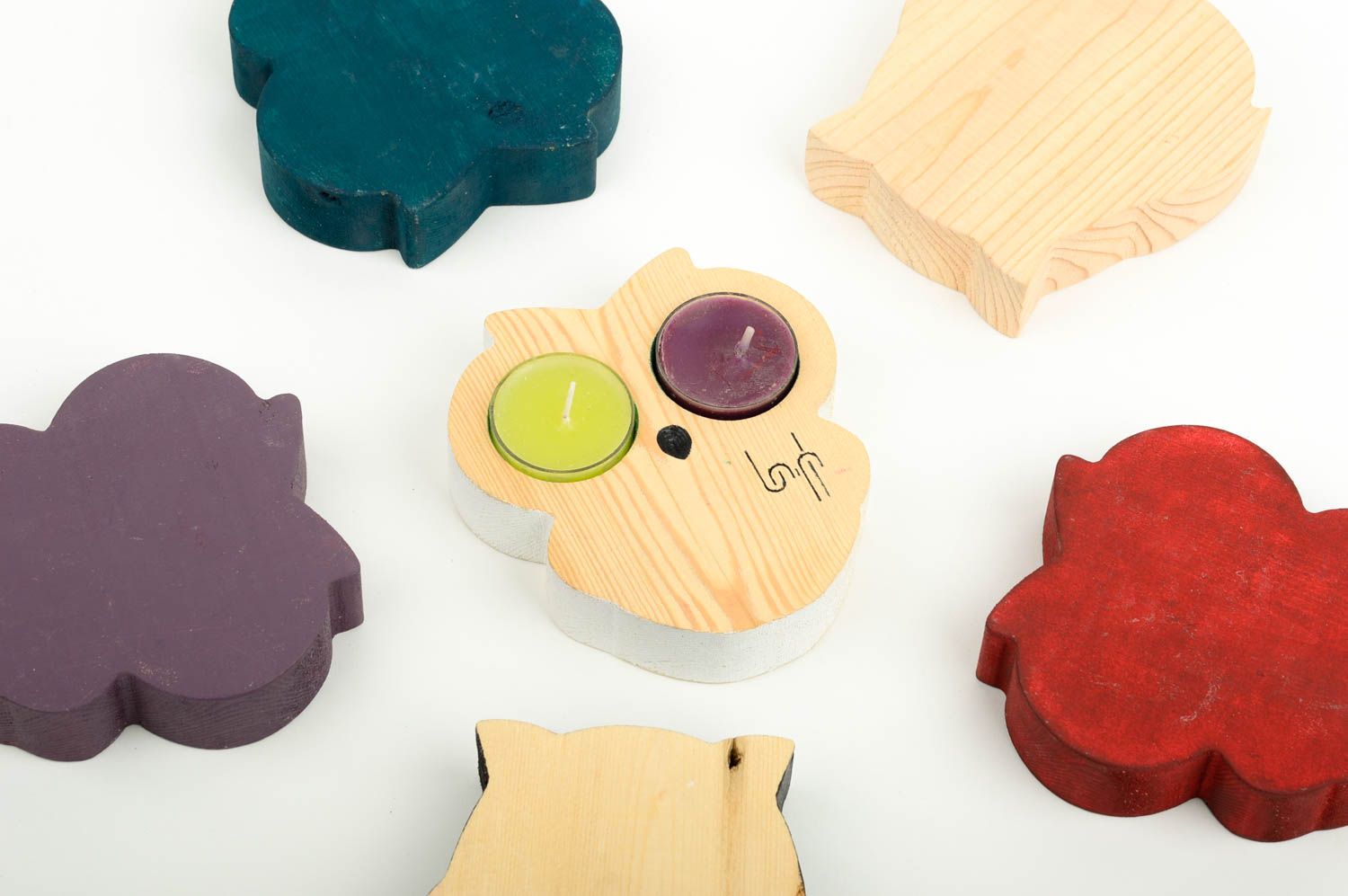 Geschenk Idee Handmade Kerzenhalter aus Holz Haus Dekoration Tisch Kerzenständer foto 1