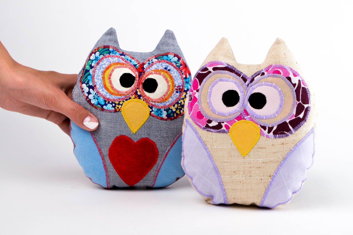 Handmade designer owl toys 2 cute soft toys for kids stylish textile toys photo 2