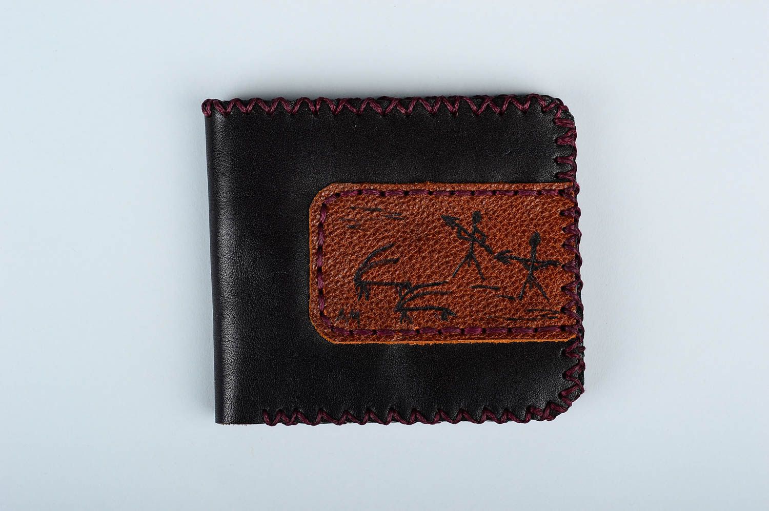 Male stylish purse beautiful handmade accessories black leather present photo 1