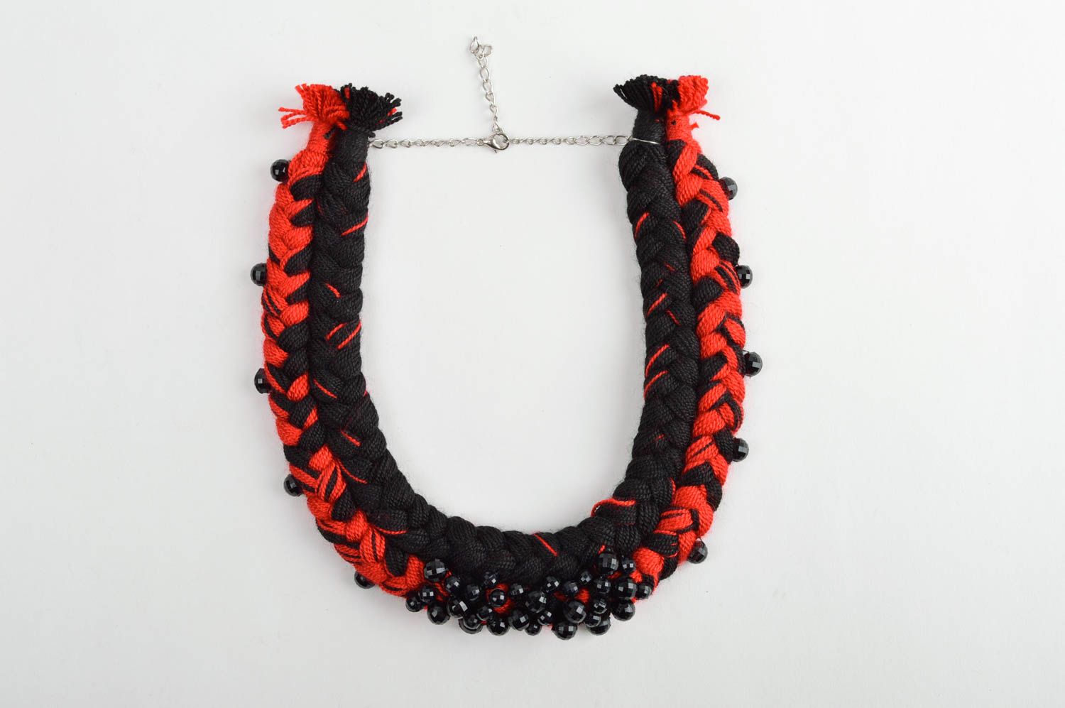 Textile unusual necklace handmade stylish accessories beautiful jewelry photo 3