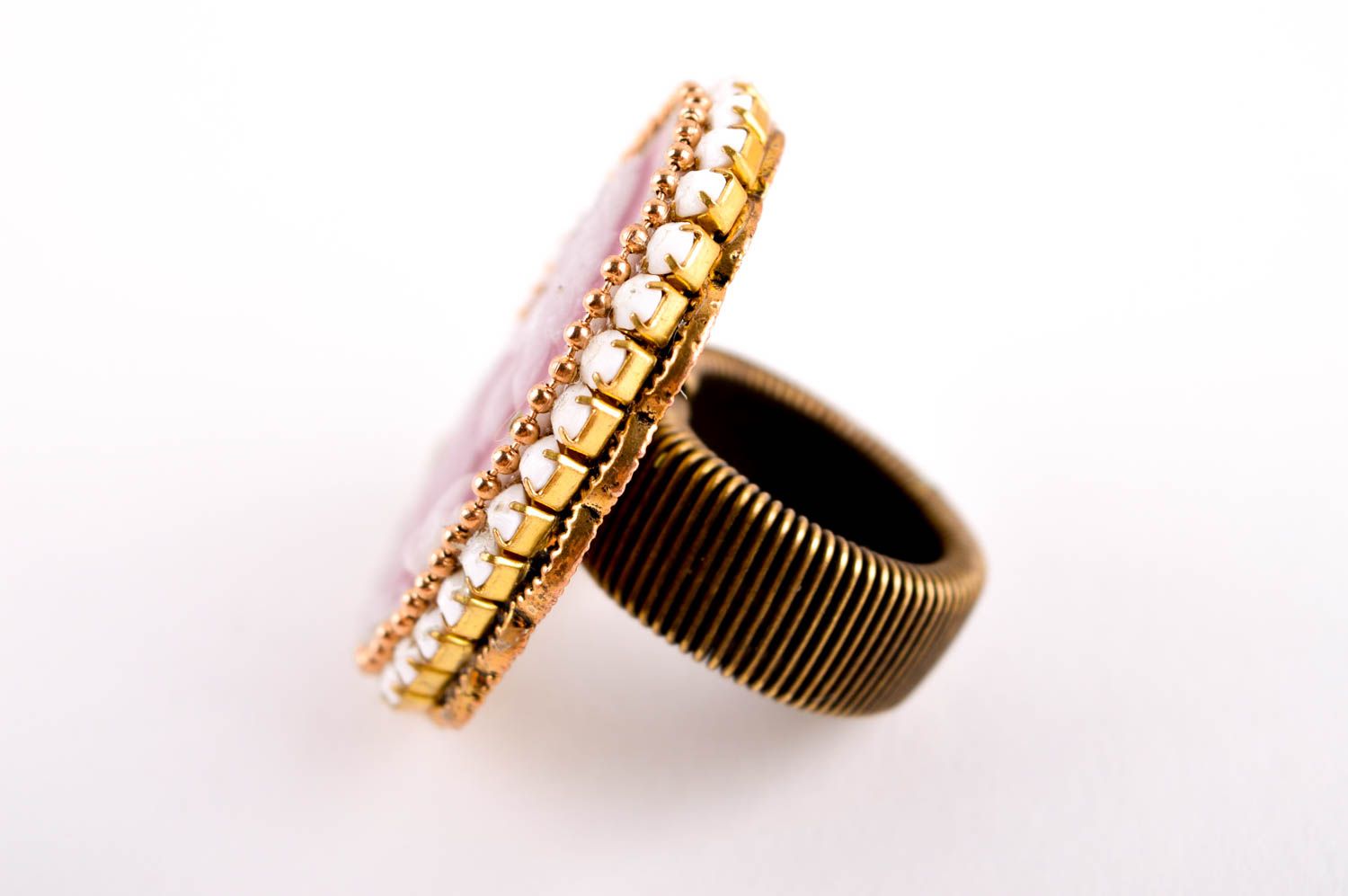 Handgemachter Schmuck rosa Ring Accessoire für Frauen Kamee Ring hübsch oval foto 3