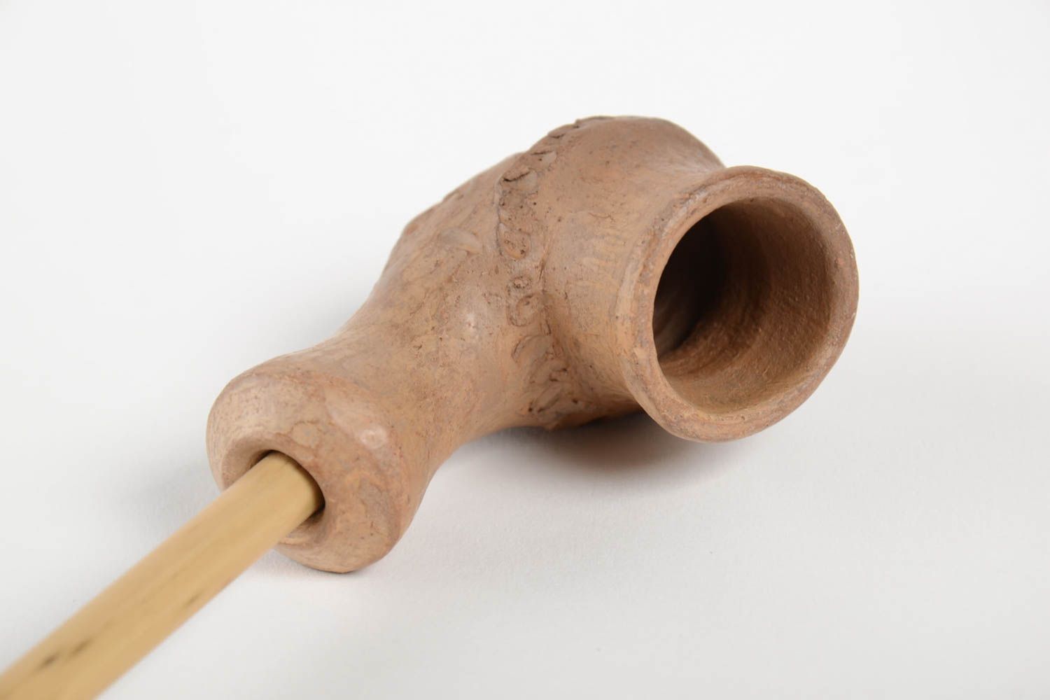 Глиняная курительная трубка ручной работы для декора помещения коричневая фото 4