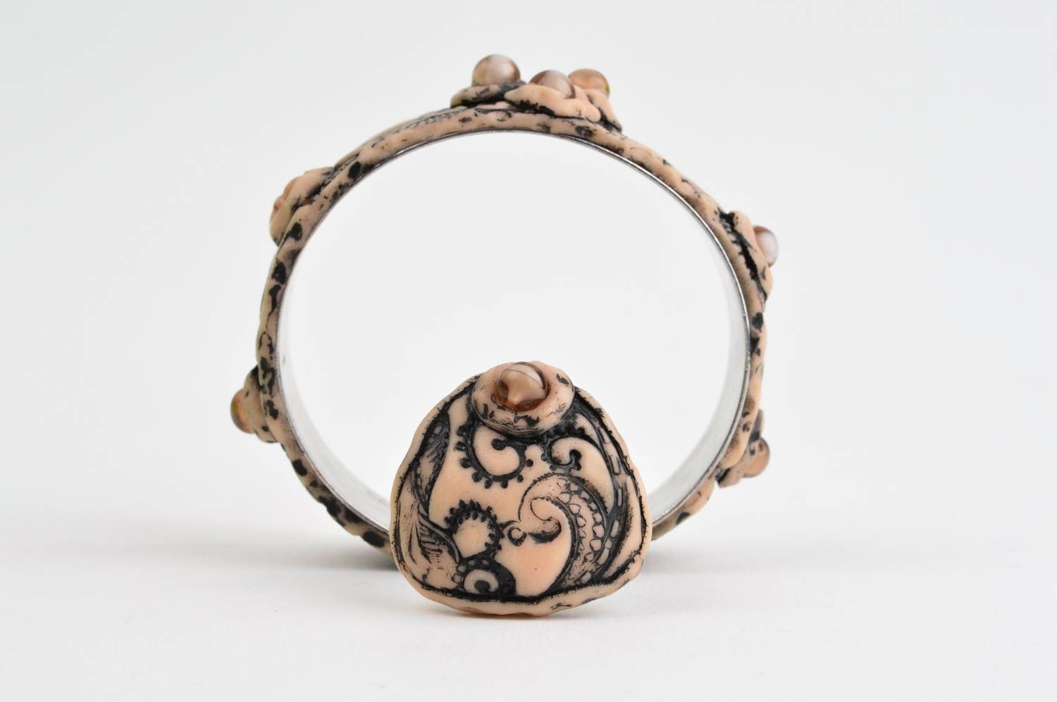 Handmade jewelry set polymer clay seal ring bracelets for women plastic jewelry photo 3