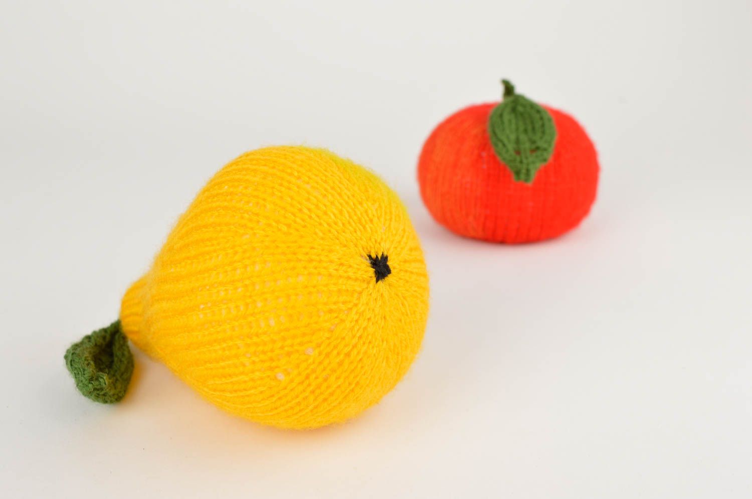 Handmade beautiful bright toys unusual crocheted set of toys 2 soft fruits photo 3