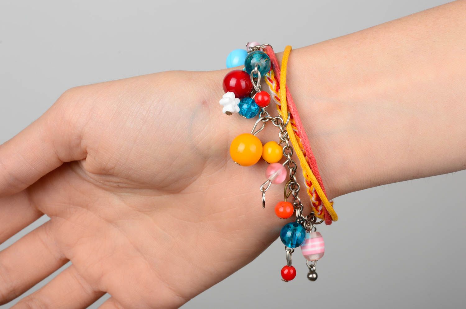 Bracelet multirang Bijou fait main perles fantaisie multicolore Accessoire fille photo 2