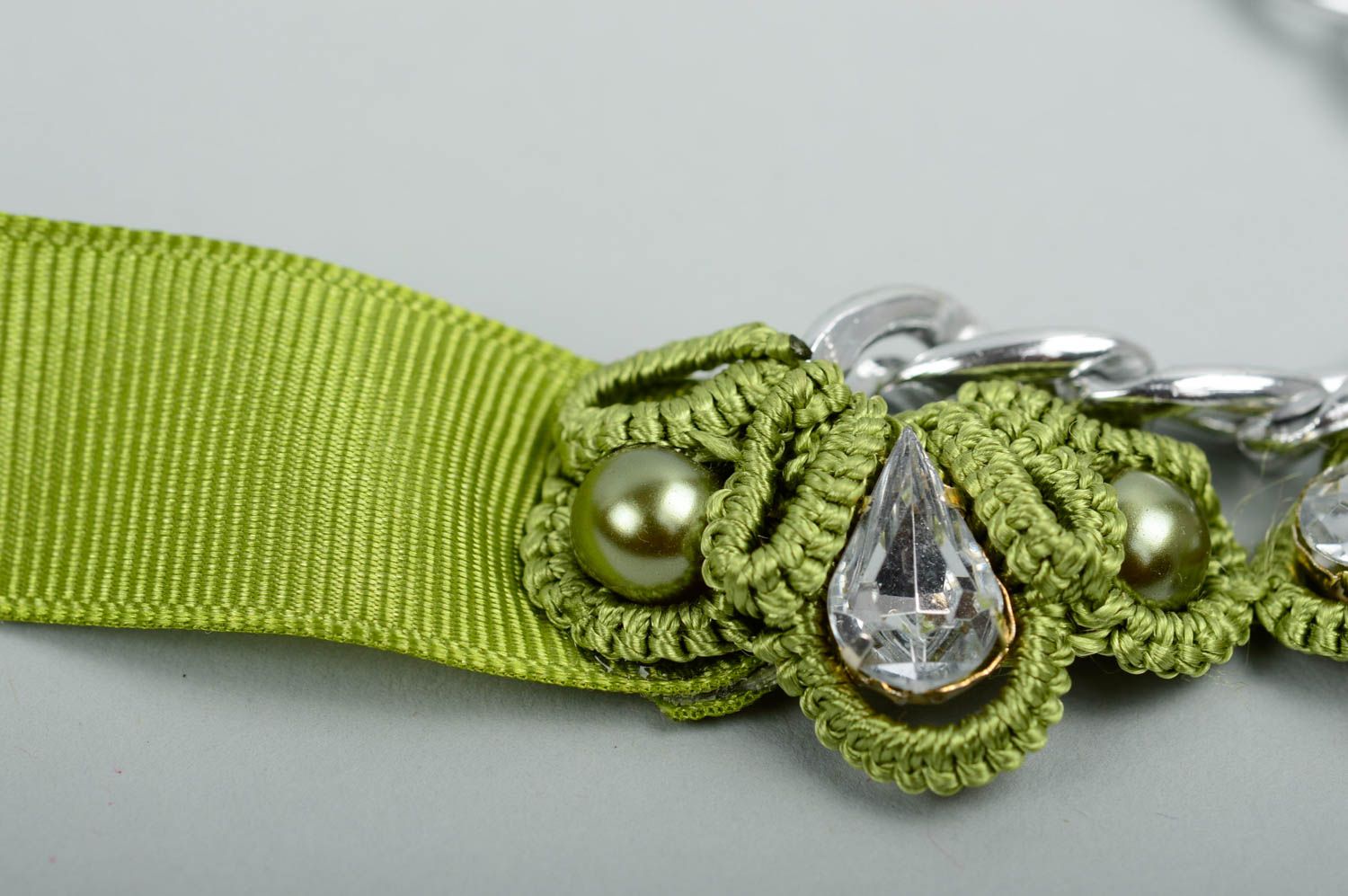 Handmade Damen Collier grüne Spitze Modeschmuck Halskette Accessoires für Frauen foto 4