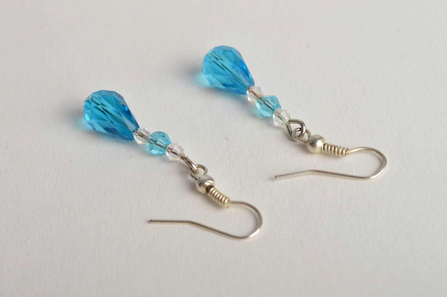 Damen Ohrringe handgefertigt Accessoires für Frauen Designer Schmuck blau foto 3