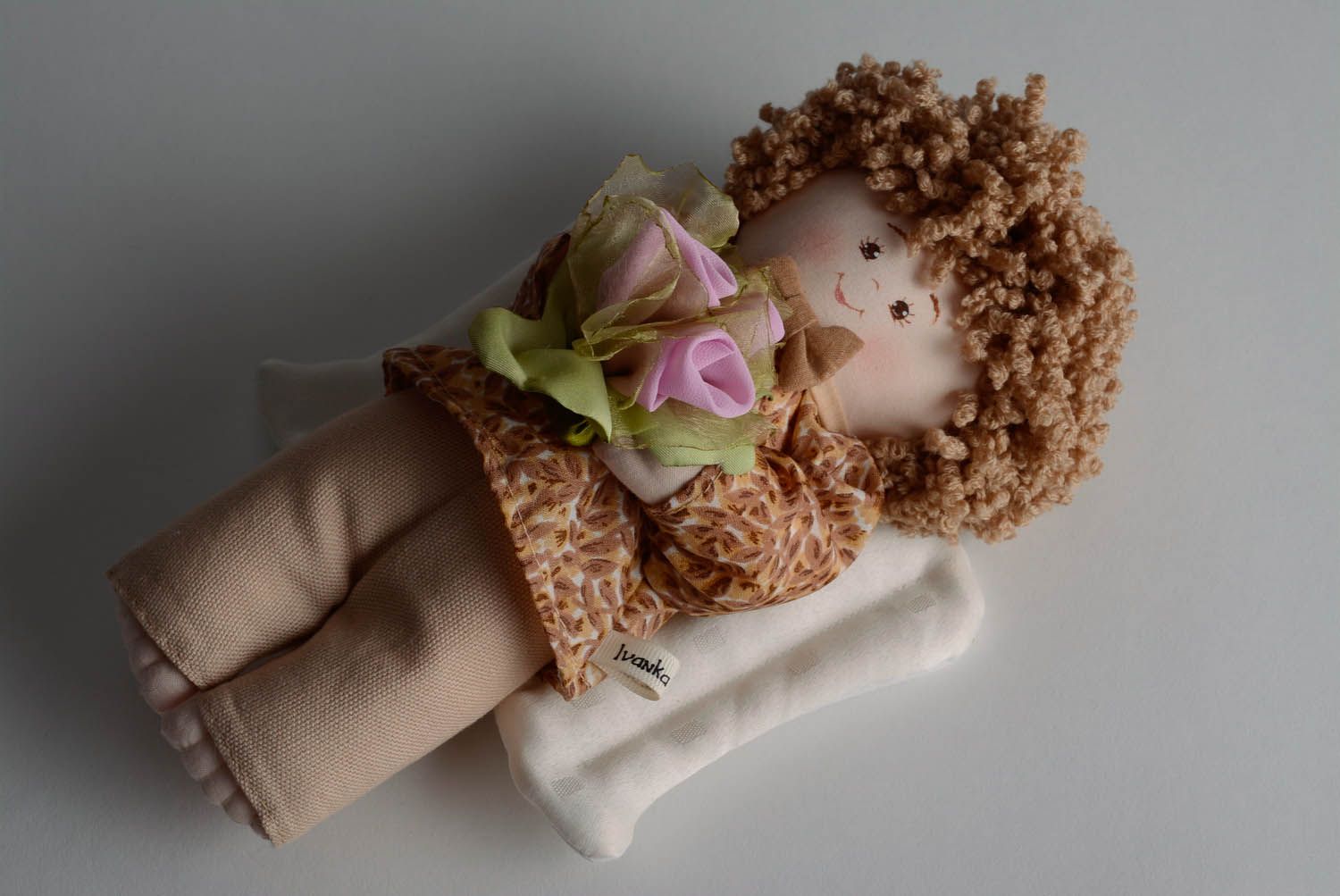 Текстильная кукла Цветочный ангелочек фото 4