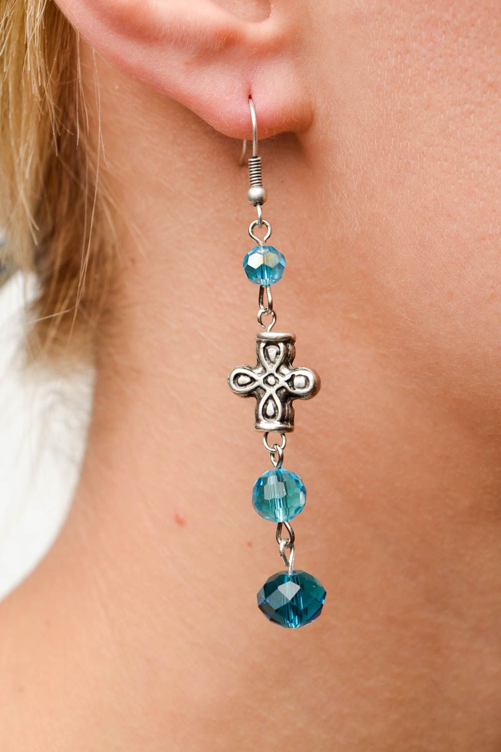 Fashion womens accessories metal long handmade earrings designer beads  photo 2