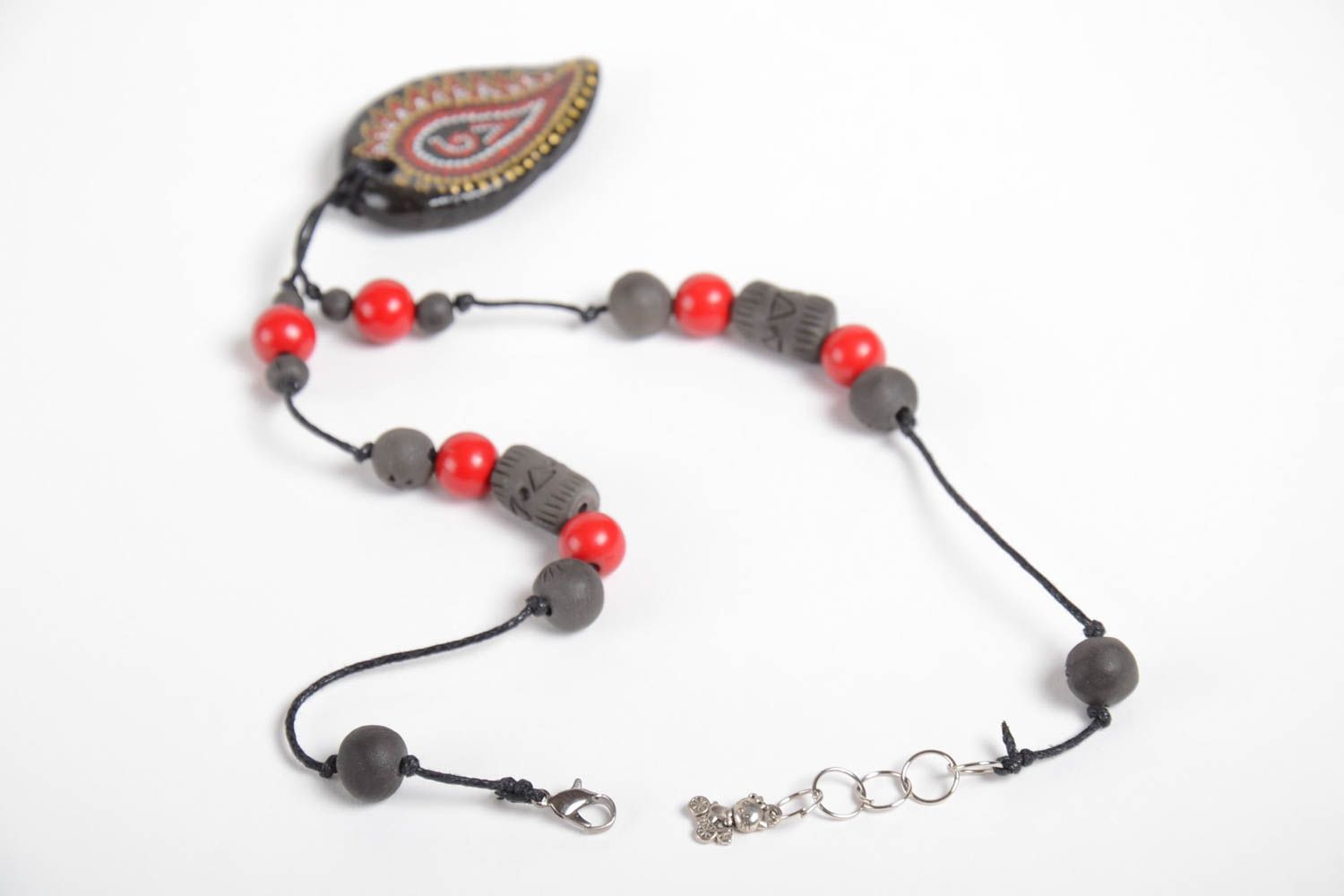 Damen Halskette Geschenk für Frauen Schmuck handgemacht mit Bemalung aus Keramik foto 5