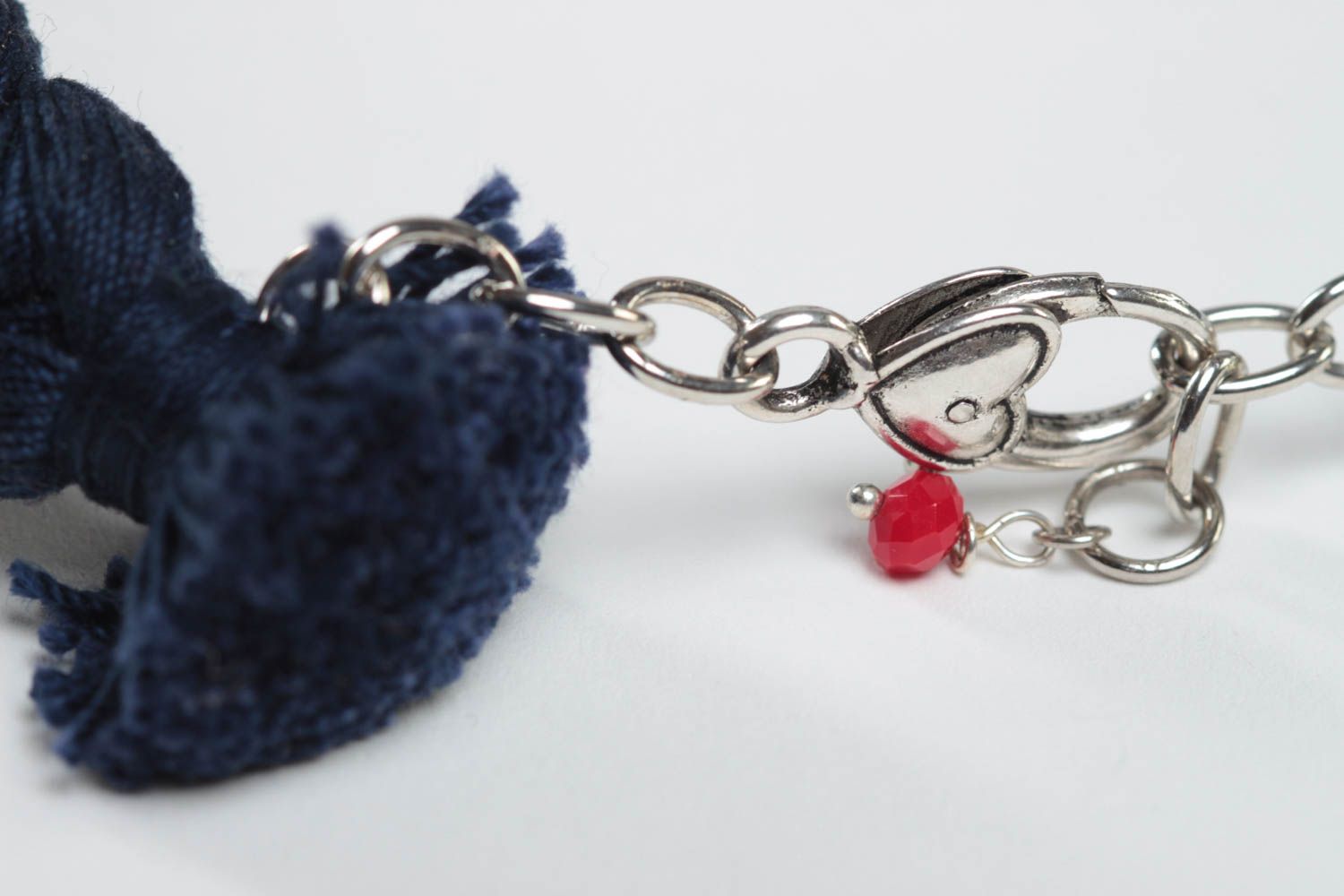 Handmade Damen Collier dunkelblau rot Schmuck Halskette Accessoire für Frauen foto 4
