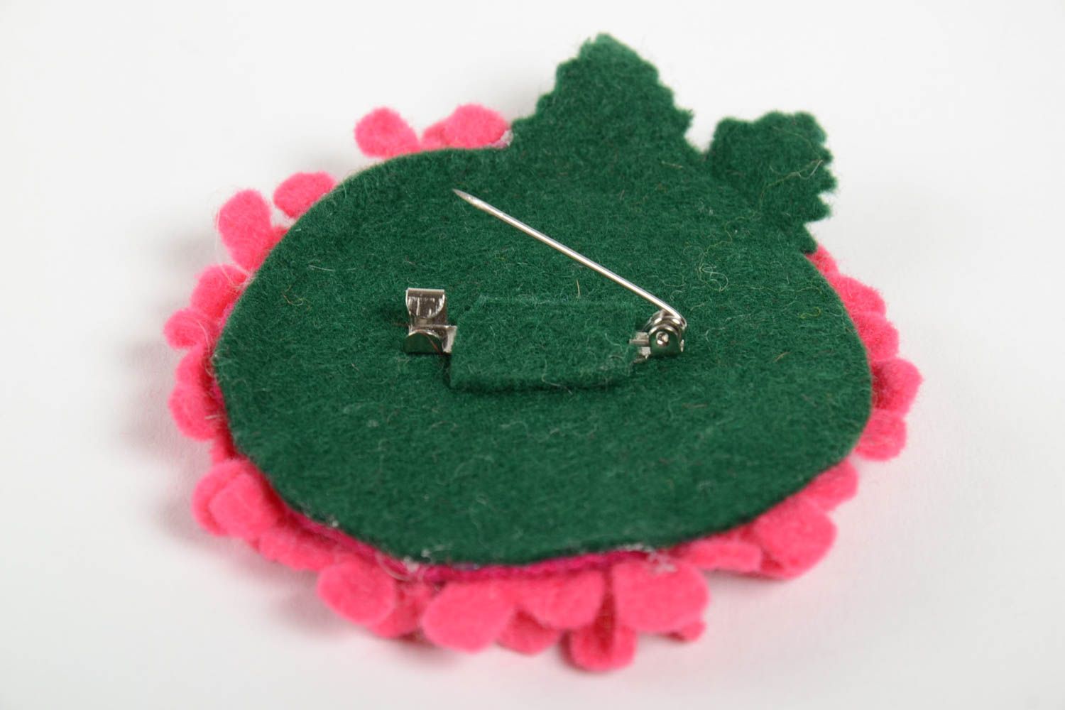 Handmade Blumen Brosche Schmuck für Frauen Designer Accessoire aus Filz rosa foto 3