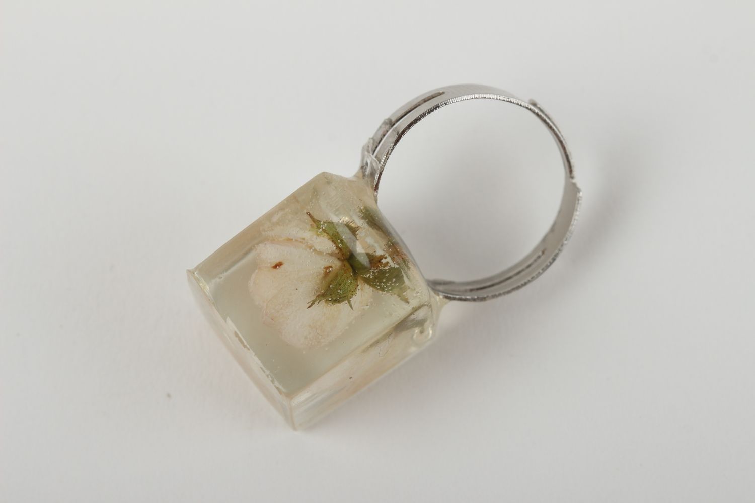 Кольцо ручной работы кольцо из эпоксидной смолы модное кольцо с цветком фото 2