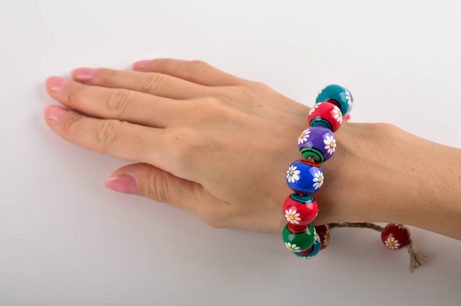 Bracelet en céramique Bijou fait main perles multicolores original Cadeau femme photo 4