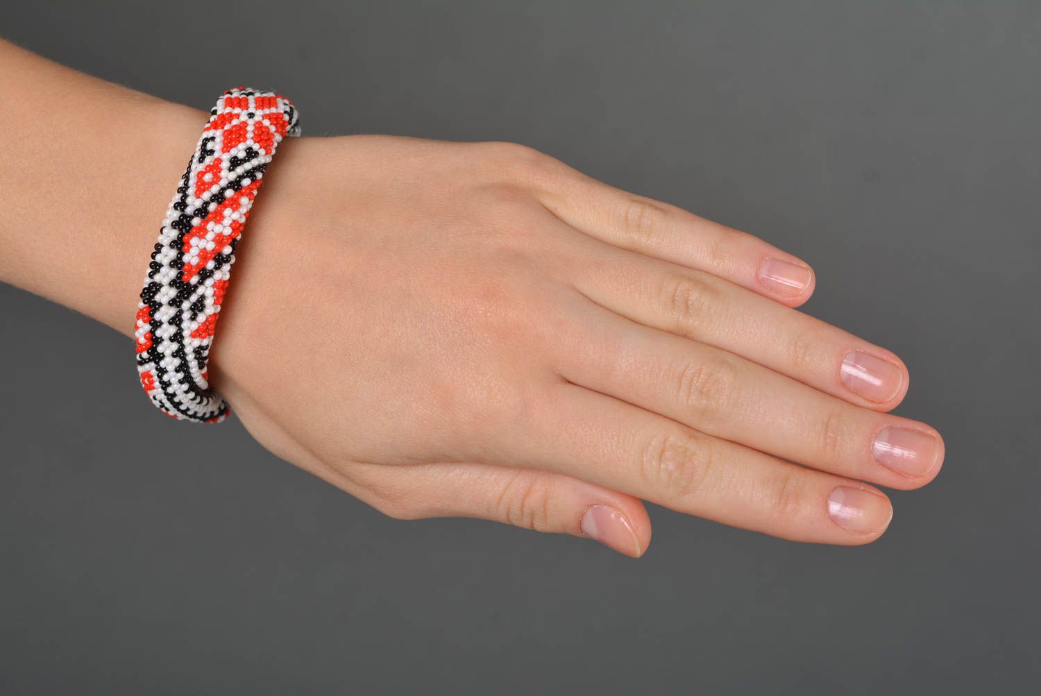 Handmade bracelet in ethnic style unusual beaded bracelet designer accessory photo 2