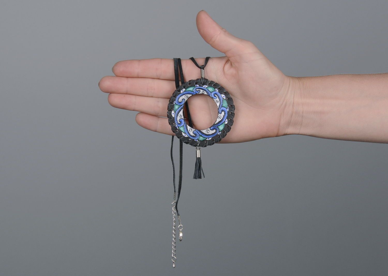 Set of handmade jewelry pendant and earrings North Sea photo 5