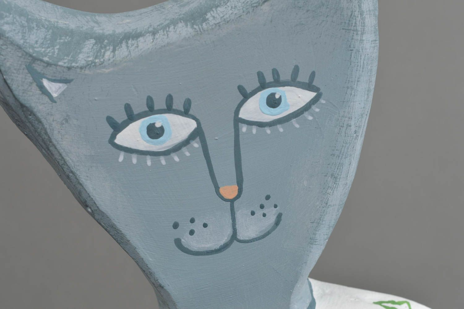 Figurine chat en plâtre faite main avec support originale peinte pour enfant photo 5