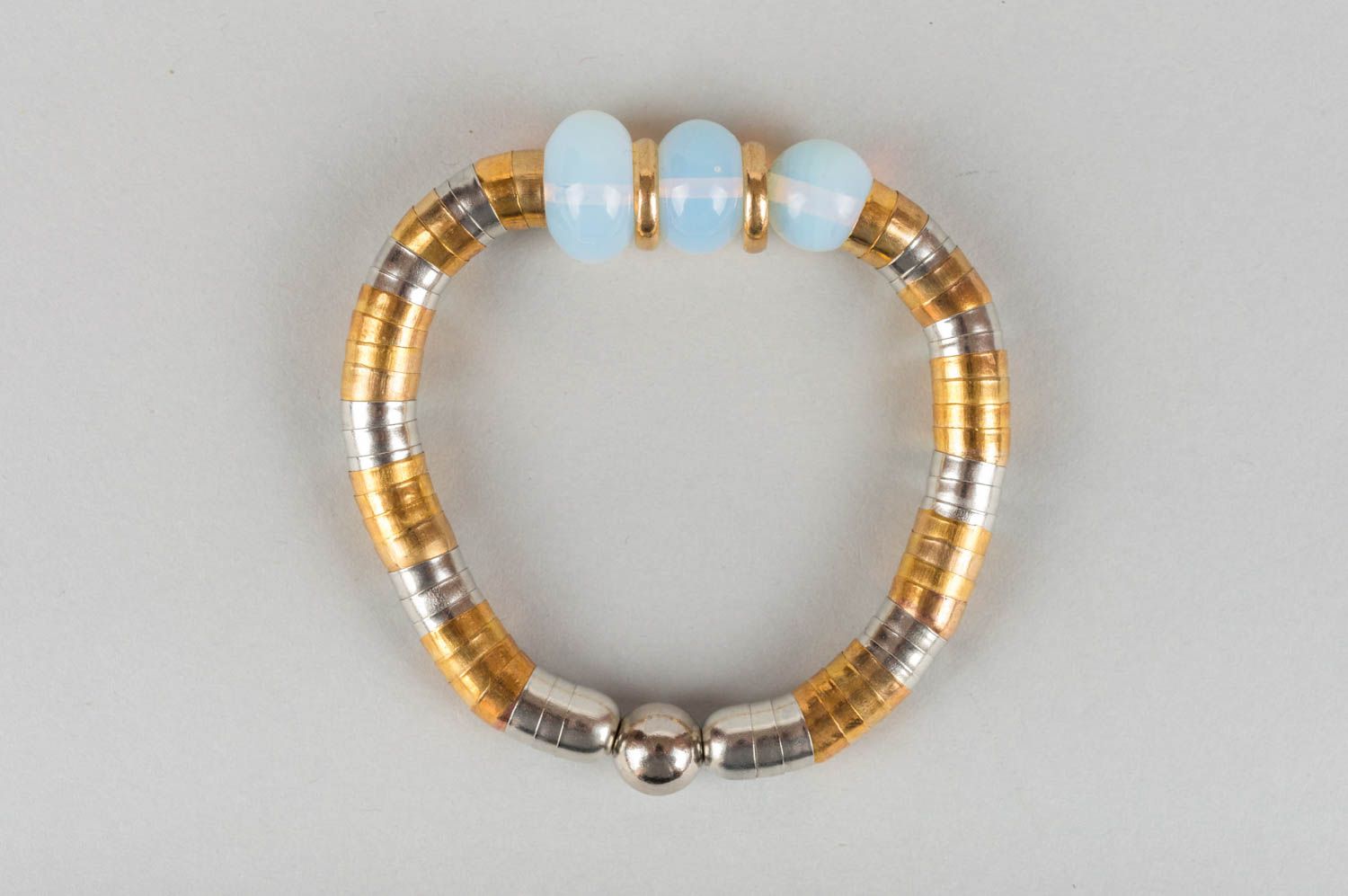 Natural stone bracelet brass jewelry handmade moonstone accessory photo 2