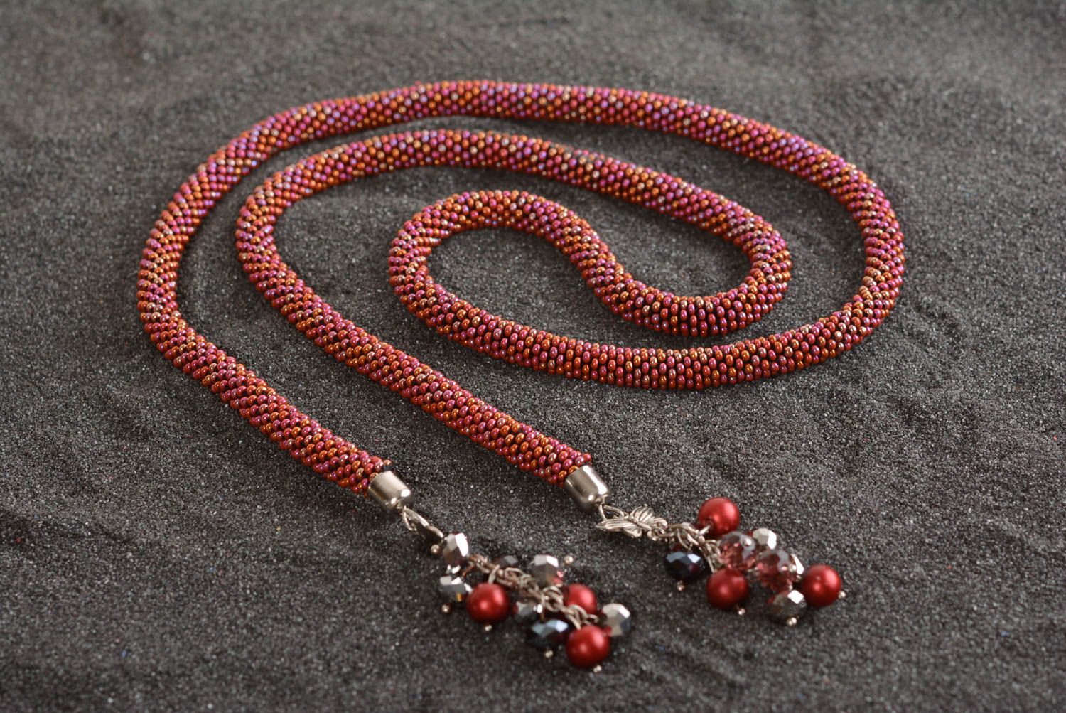 Handmade beaded necklace stylish lariat accessory unusual lariat present photo 1