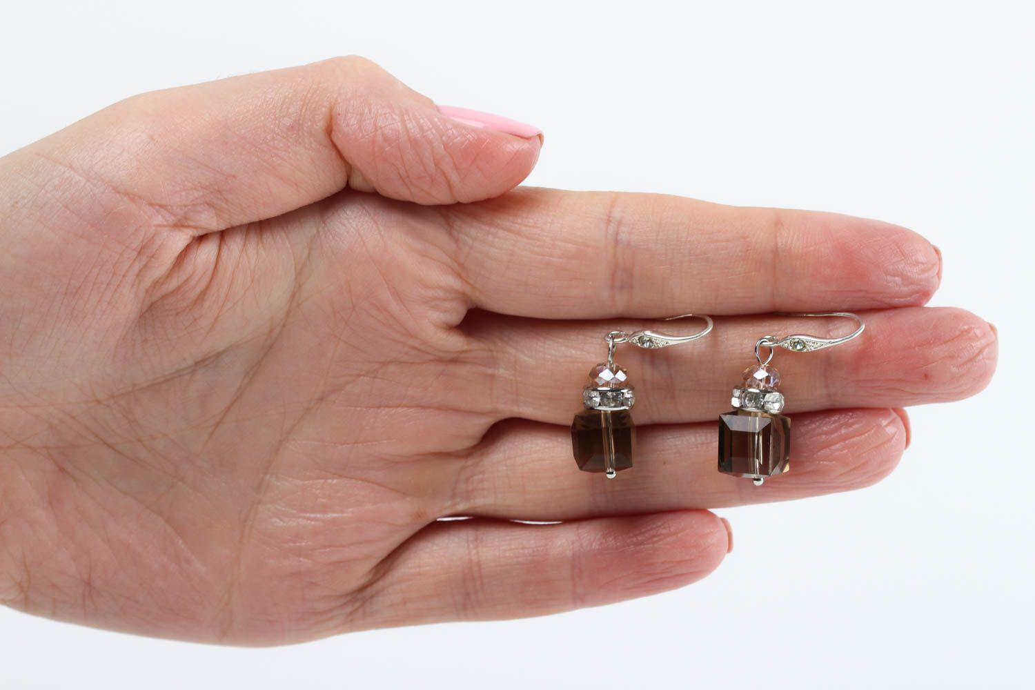 Boucles d'oreilles pendantes Bijou fait main de verre et cristal Cadeau femme photo 5