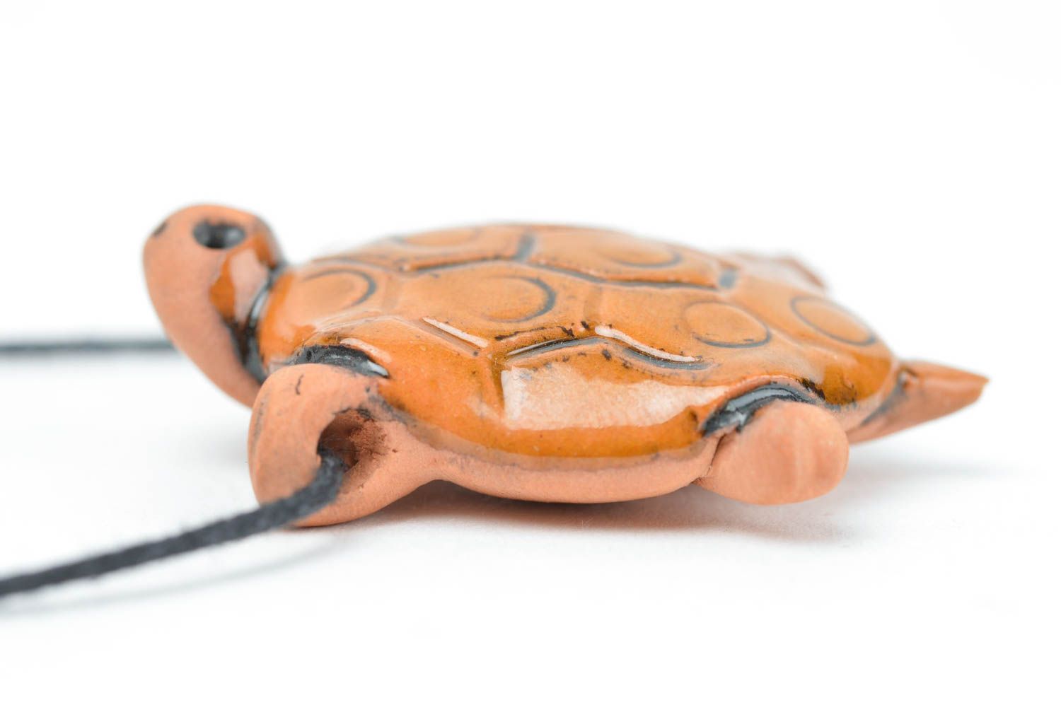 Handmade ceramic pendant accessory for essential oil necklace in shape of turtle photo 2