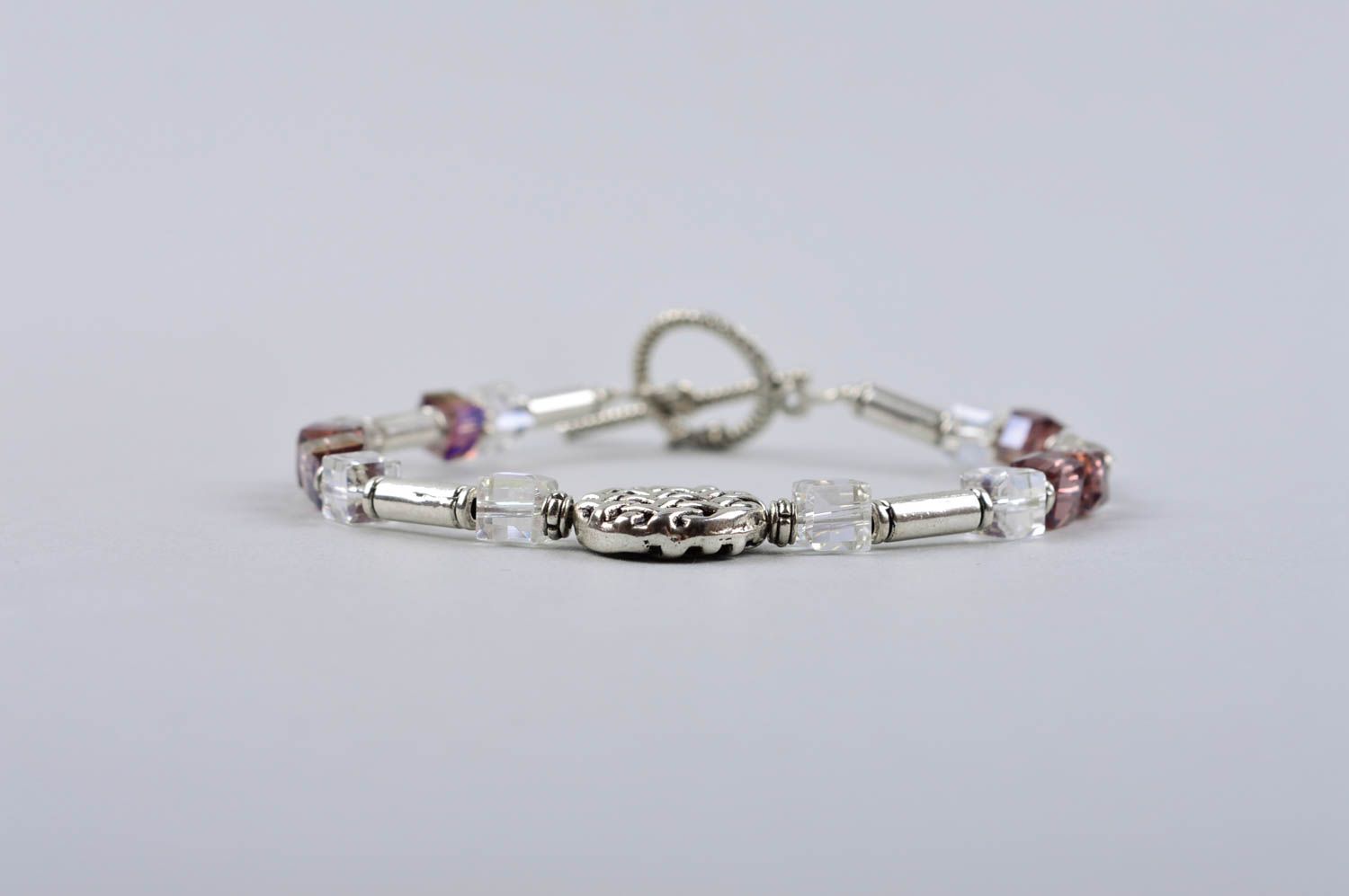 Bracelet cristaux et métal Bijou fait main design élégant Cadeau pour femme photo 4