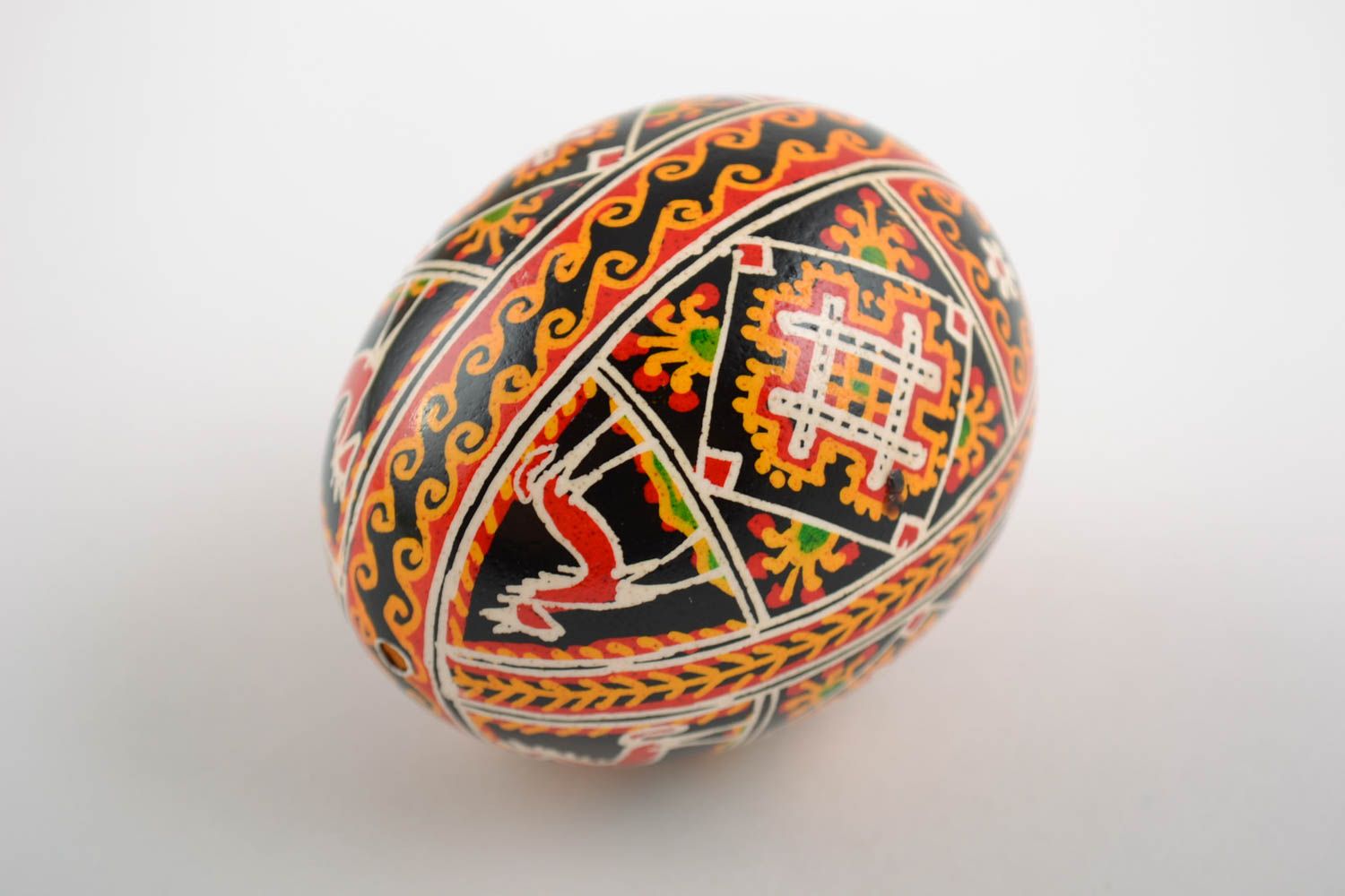 Unusual handmade painted Easter egg with animals pattern photo 4
