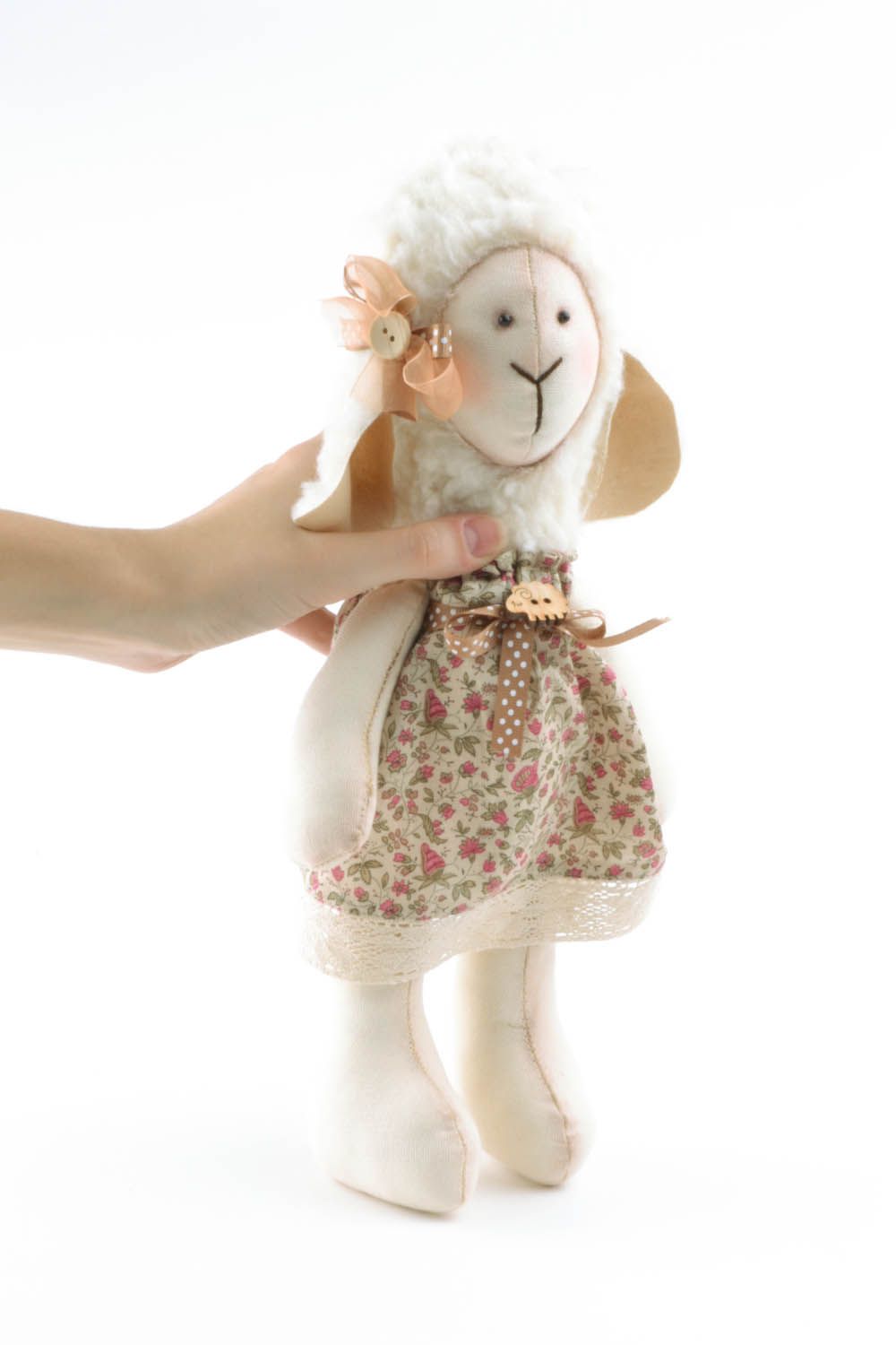 Homemade soft toy Lamb in Sundress photo 5