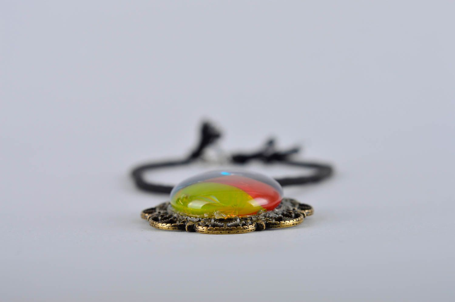 Handmade colorful glass pendant unusual stylish pendant elite jewelry photo 3