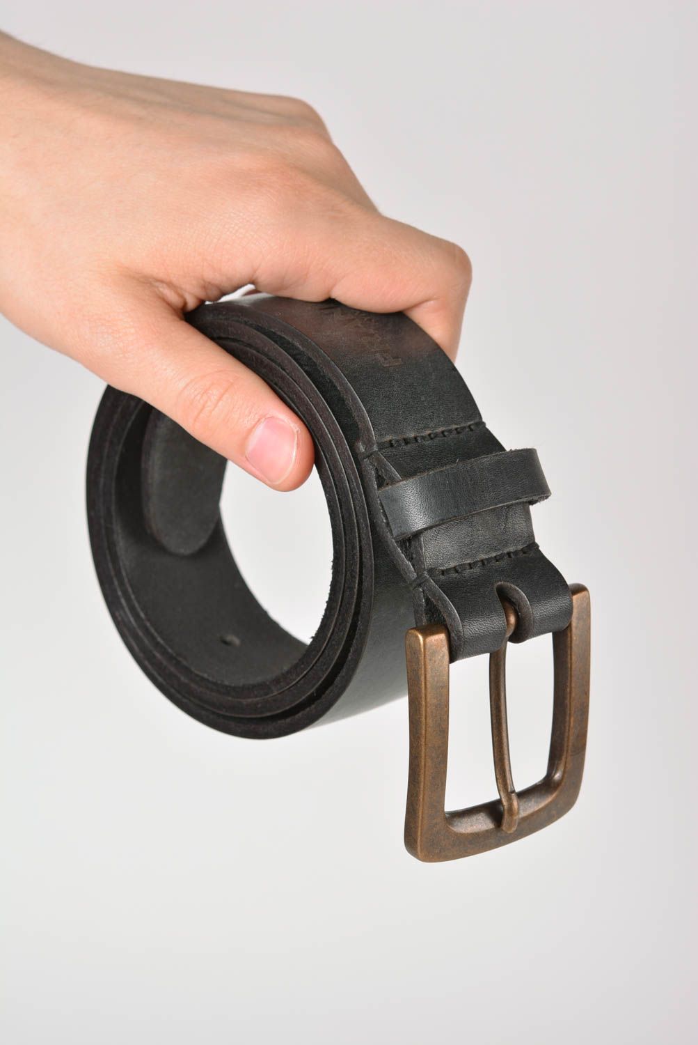 Cinturón de cuero hecho a mano original ropa masculina accesorio de moda foto 4