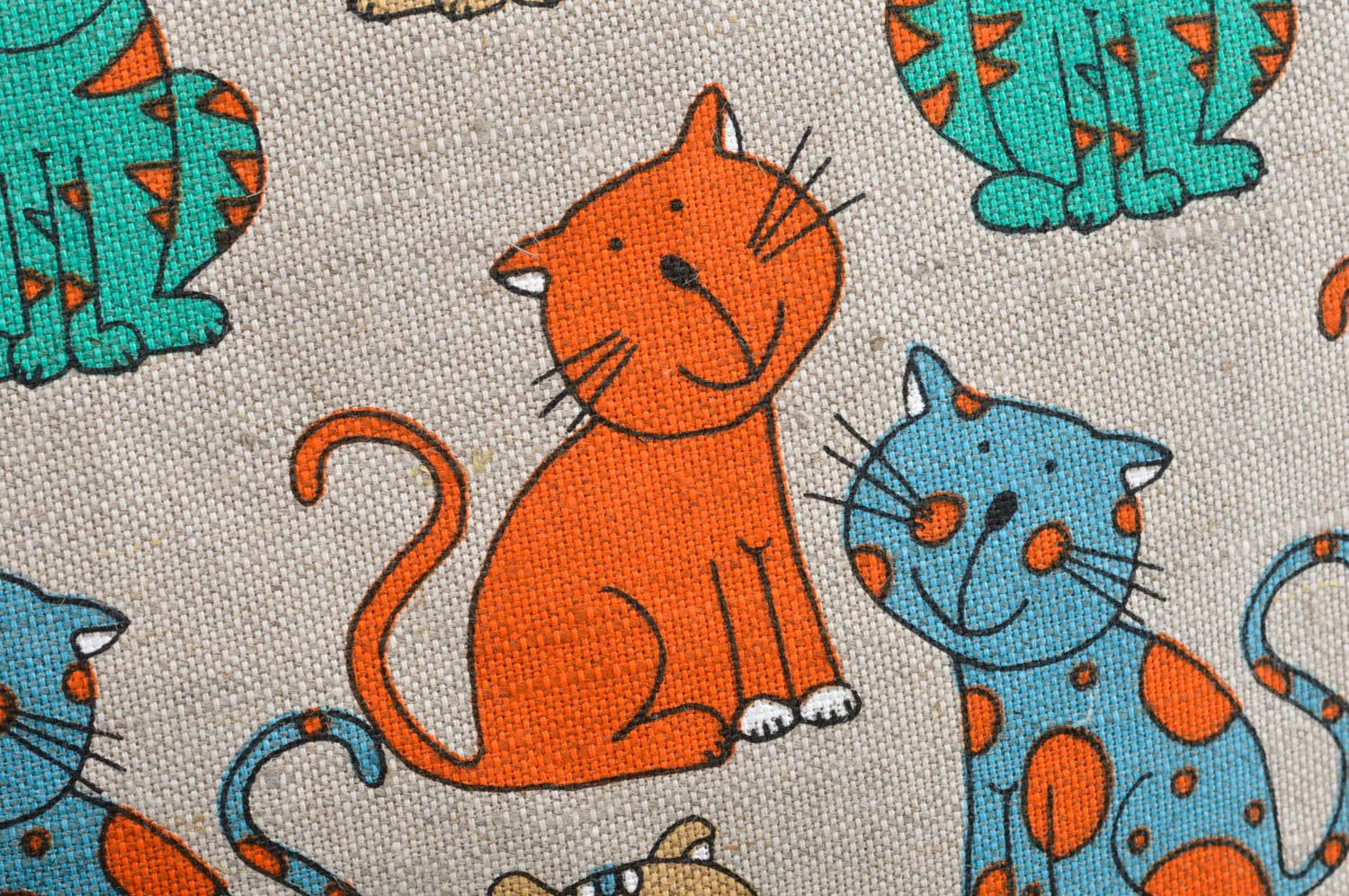 Sac en tissu fait main en lin beige et coton accessoire avec pochette intérieure photo 4