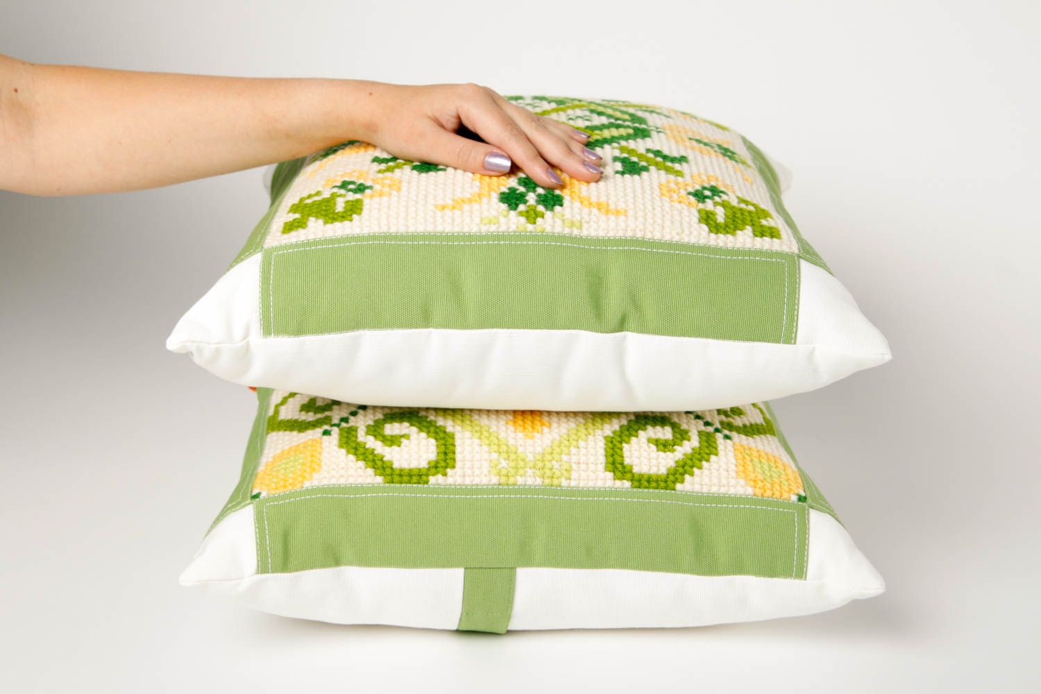 Unusual handmade throw pillow decorative cushion 2 pieces pillow design photo 2